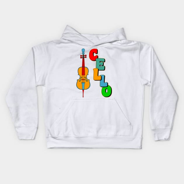 Colorful Cello Kids Hoodie by Barthol Graphics